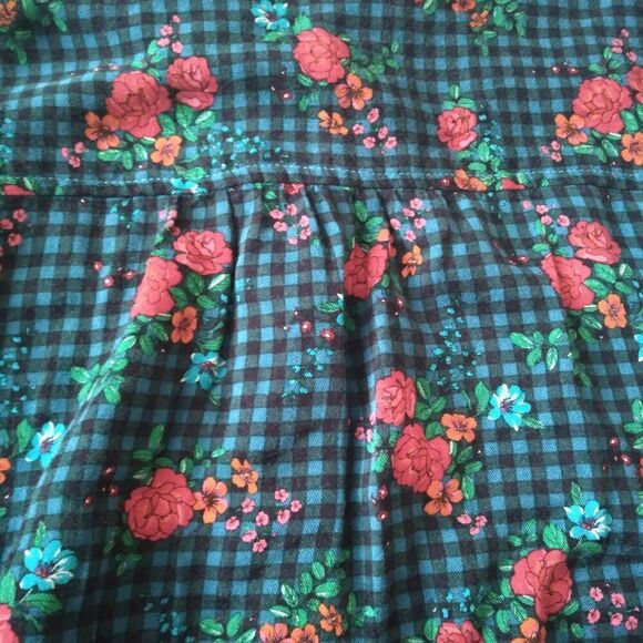 Matilda Jane Blue Gingham Floral Pattern Button Front Shirt Dress Women's Small - Picture 11 of 12